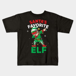 Funny Santa's Favorite Elf Squad Christmas Pajama Matching Kids T-Shirt